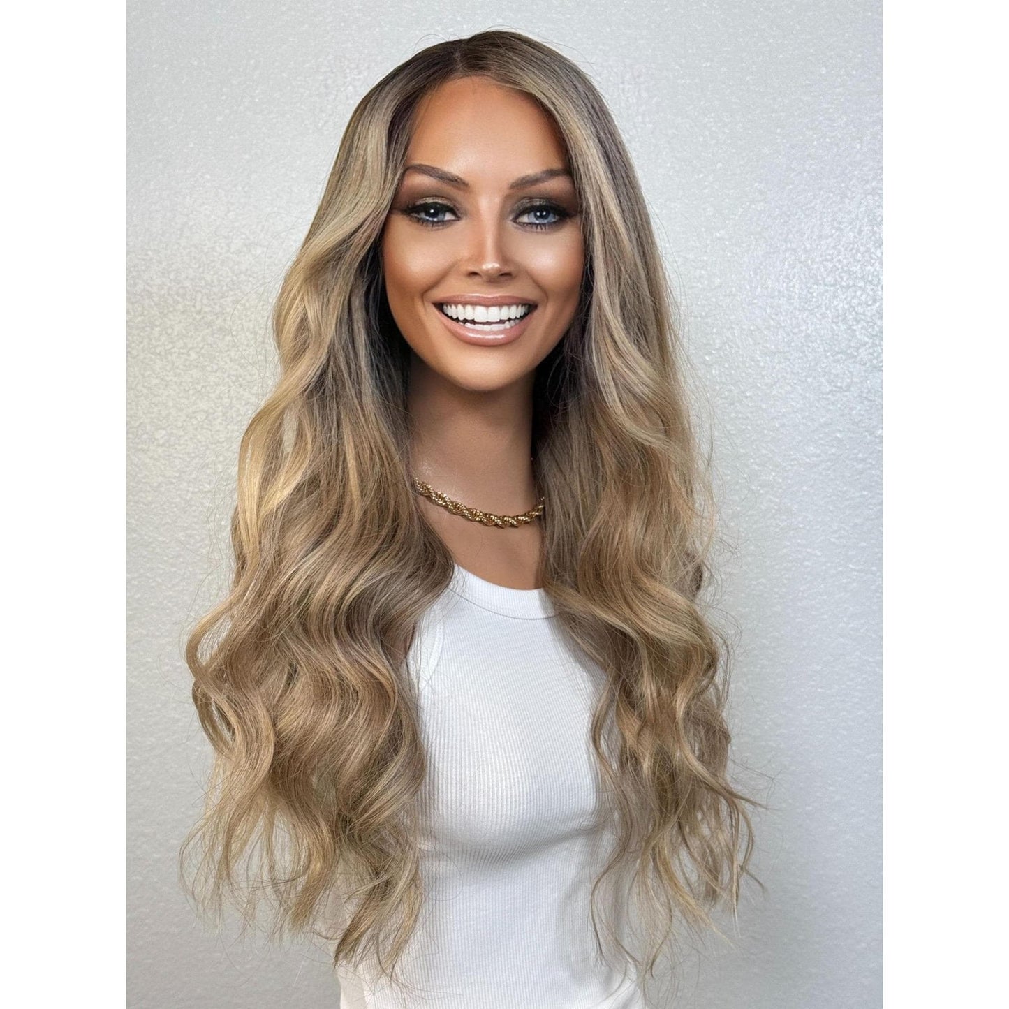 "CHARLI" HUMAN HAIR LACE TOP WIG 22" - BLONDE BALAYAGE