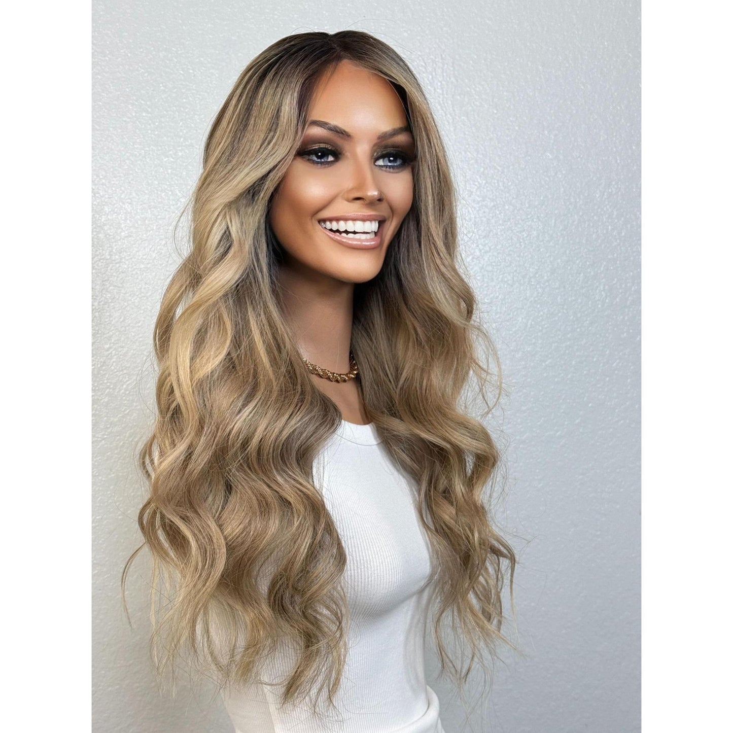 "CHARLI" HUMAN HAIR LACE TOP WIG 22" - BLONDE BALAYAGE