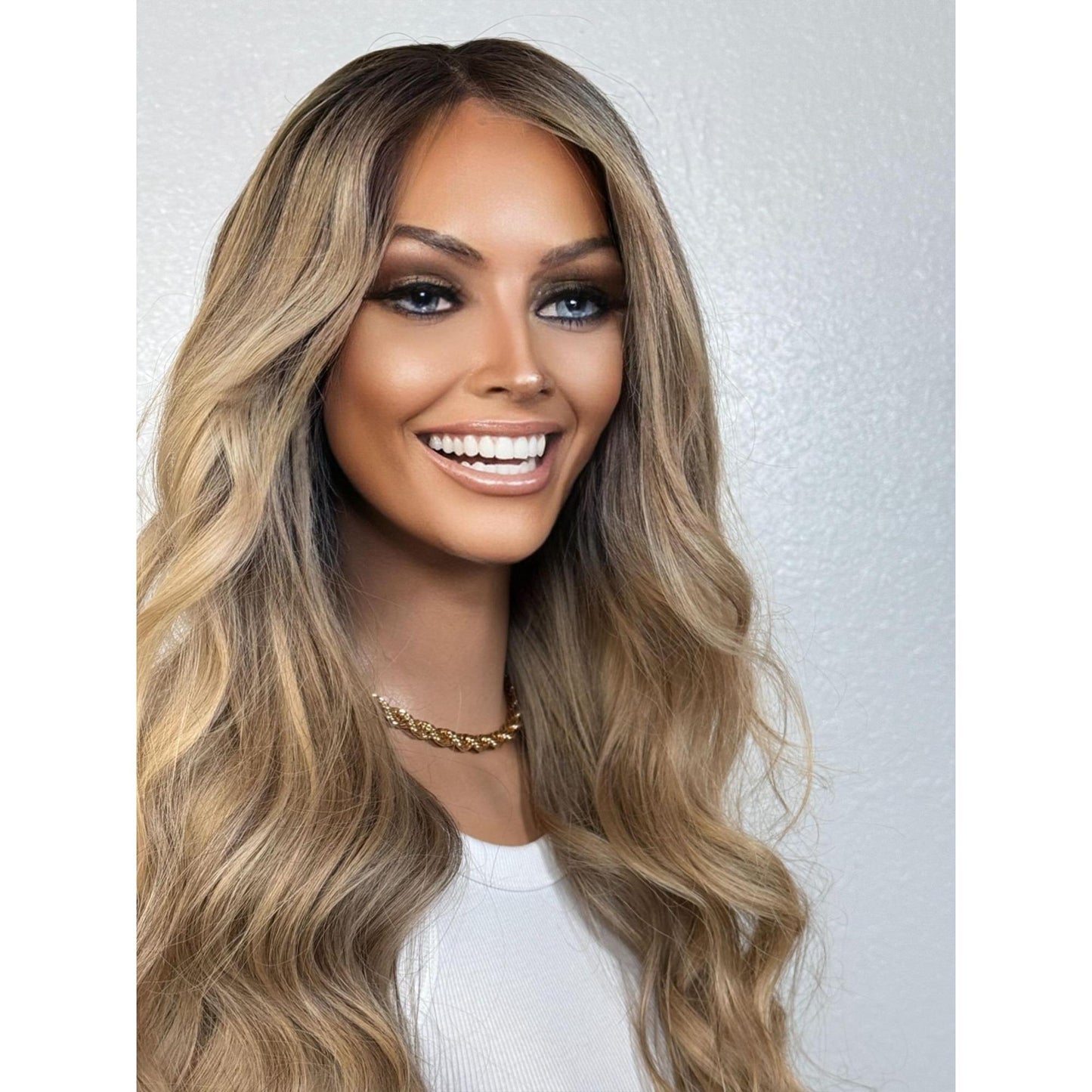 "CHARLI" HUMAN HAIR LACE TOP WIG 22" - BLONDE BALAYAGE