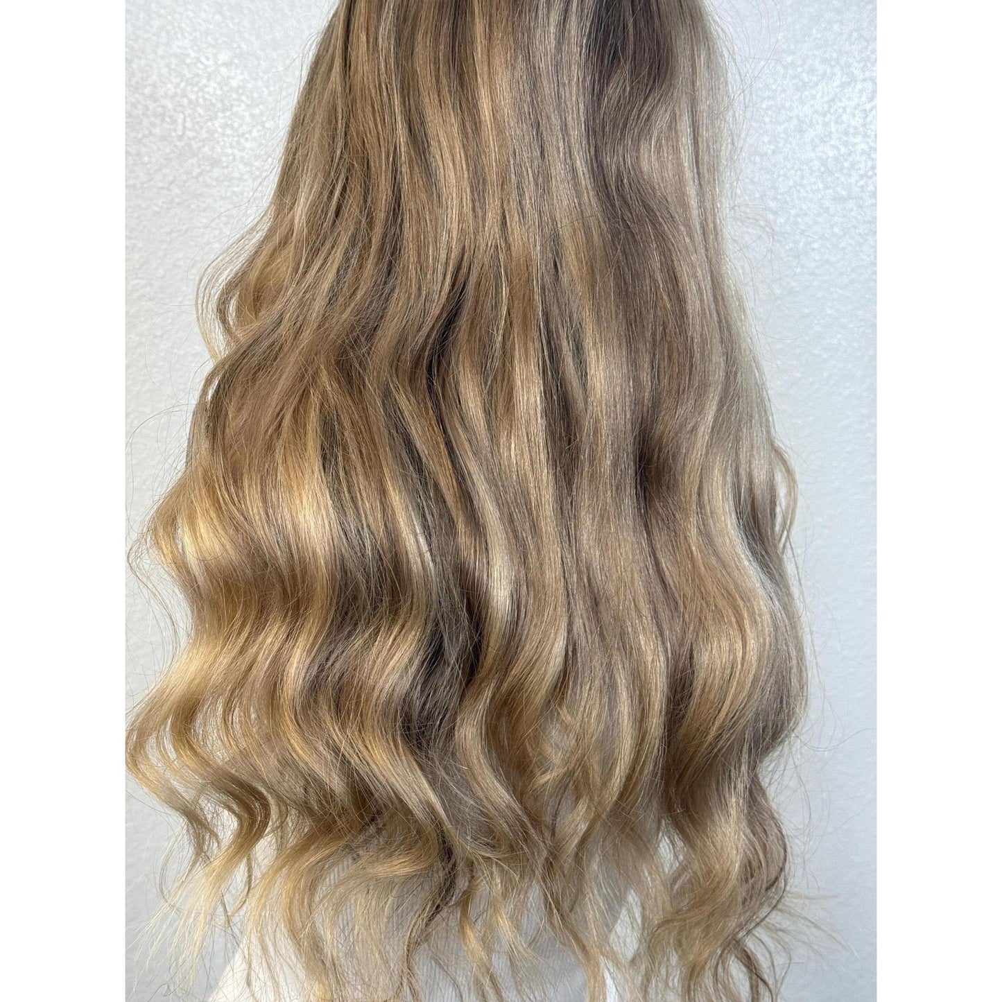 "MILEY" HUMAN HAIR LACE TOP WIG 22" - BLONDE FRINGE BANGS