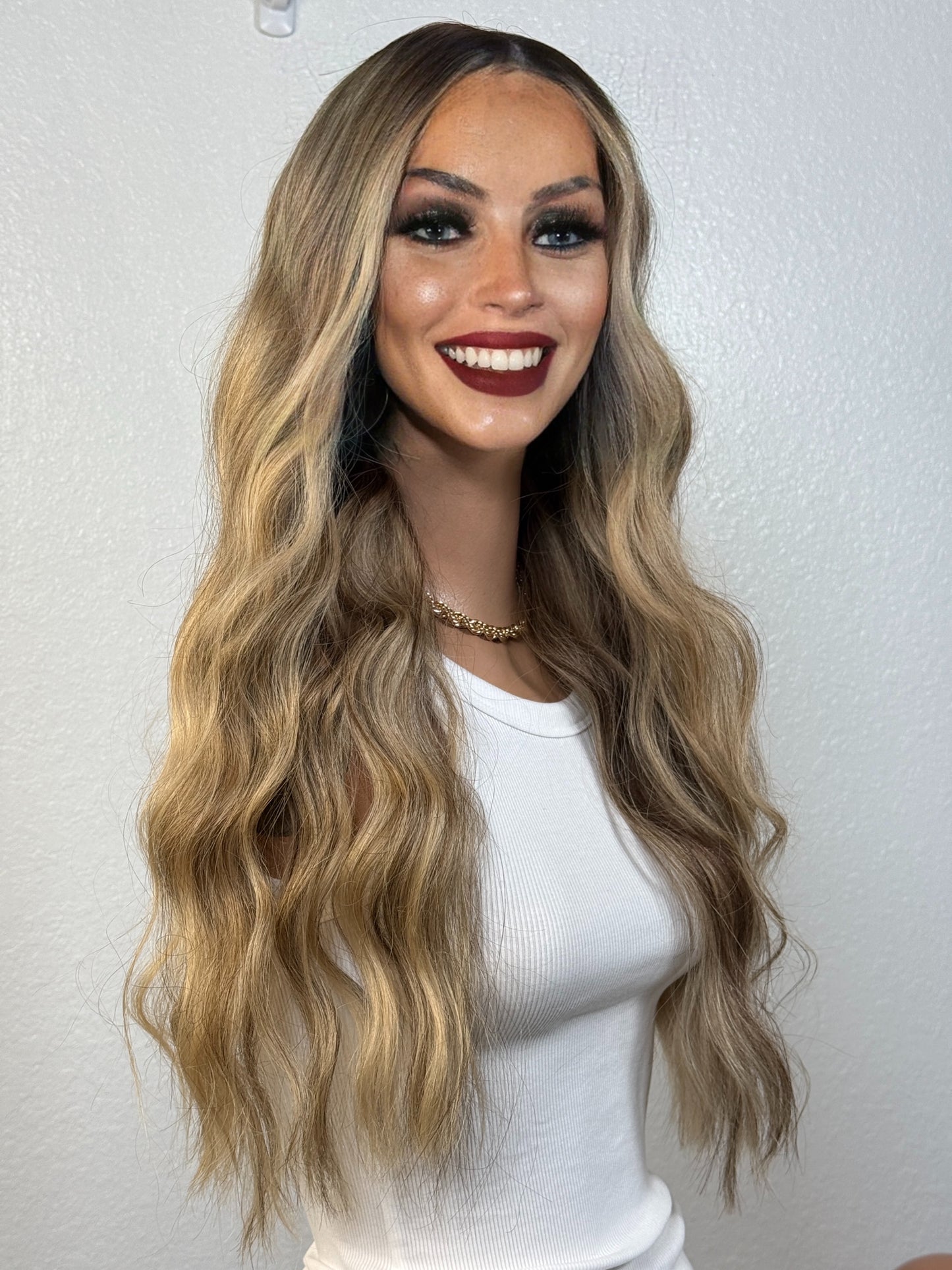 "TAMRA" HUMAN HAIR LACE TOP WIG 22" - BLONDE BALAYAGE