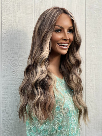 “KIT” 18” Lace Top Wig Blonde Beach Waves Balayage