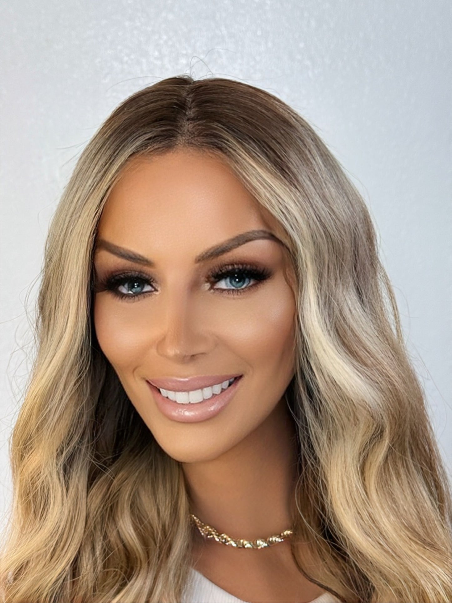 "JULES" HUMAN HAIR LACE TOP WIG 18" - BLONDE ROOT SMUDGE