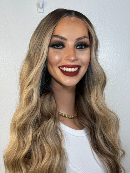 "TAMRA" HUMAN HAIR LACE TOP WIG 22" - BLONDE BALAYAGE