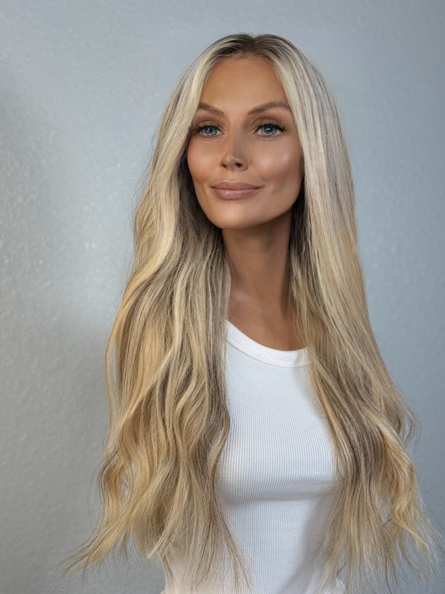 “HEATHER" HUMAN HAIR LACE TOP WIG 24” - BLONDE BALAYAGE