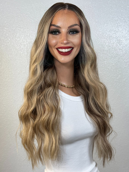 "TAMRA" HUMAN HAIR LACE TOP WIG 22" - BLONDE BALAYAGE