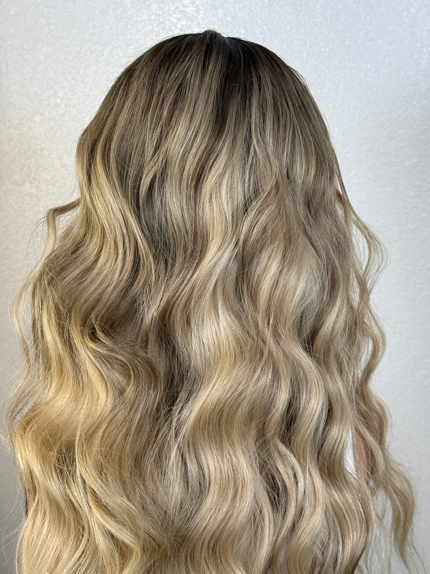 "JULES" HUMAN HAIR LACE TOP WIG 18" - BLONDE ROOT SMUDGE