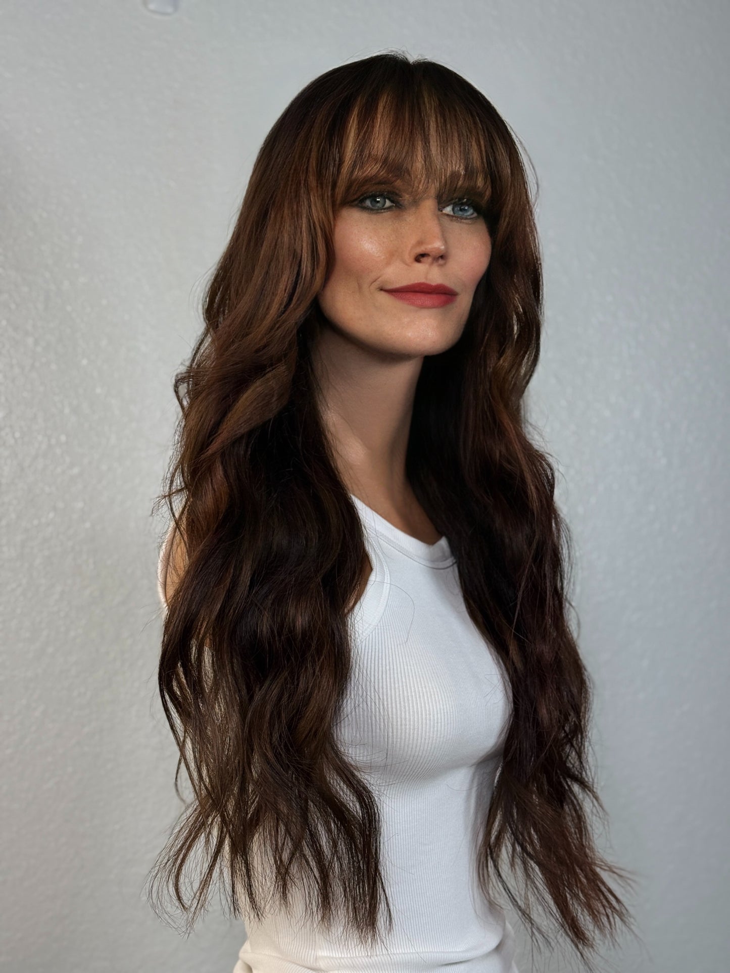 “TEDDI" HUMAN HAIR LACE TOP WIG 24” - CHOCOLATE BALAYAGE