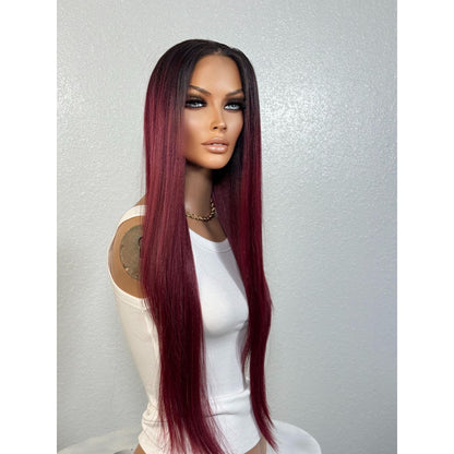 "GARNET" MONOFILAMENT WIG 28" - RED