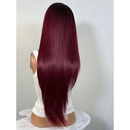 "GARNET" MONOFILAMENT WIG 28" - RED