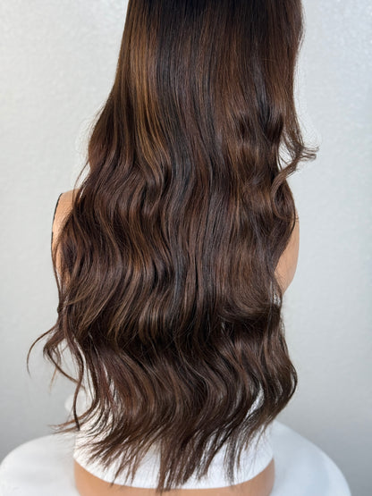 “TEDDI" HUMAN HAIR LACE TOP WIG 24” - CHOCOLATE BALAYAGE