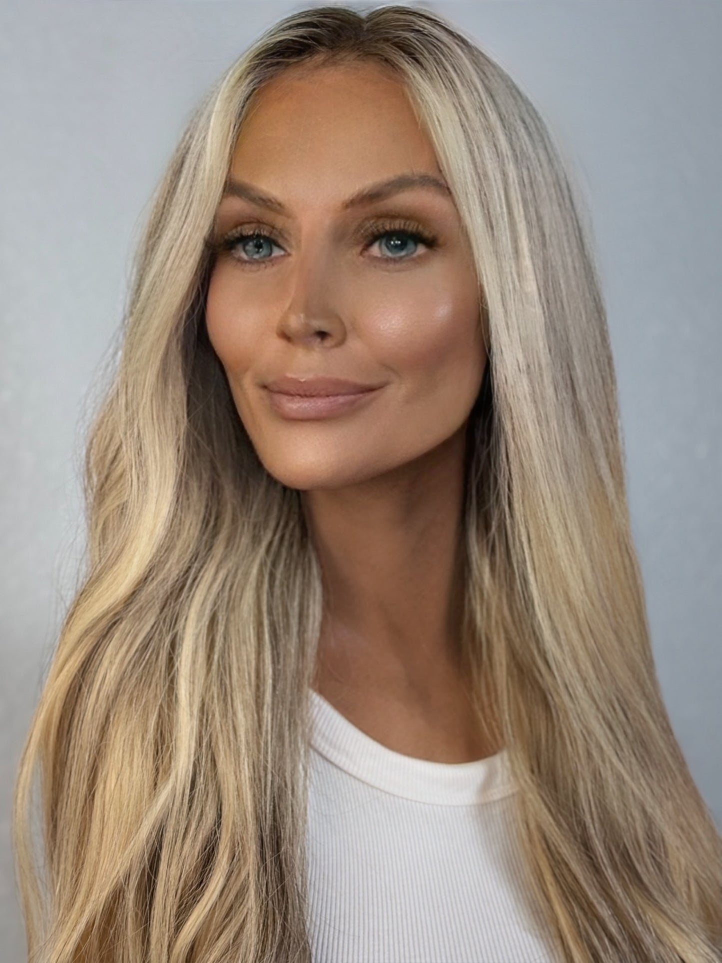 “HEATHER" HUMAN HAIR LACE TOP WIG 24” - BLONDE BALAYAGE