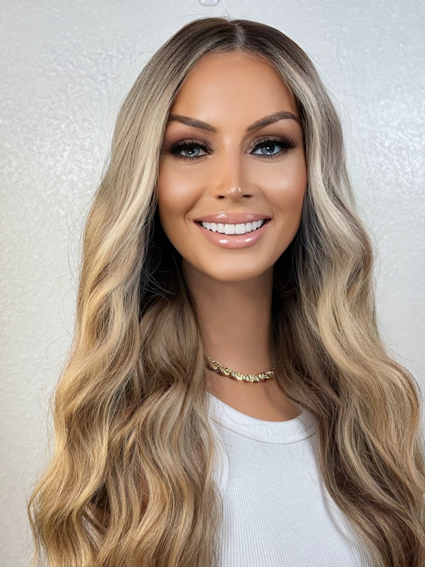 "JULES" HUMAN HAIR LACE TOP WIG 18" - BLONDE ROOT SMUDGE