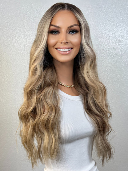 "JULES" HUMAN HAIR LACE TOP WIG 18" - BLONDE ROOT SMUDGE