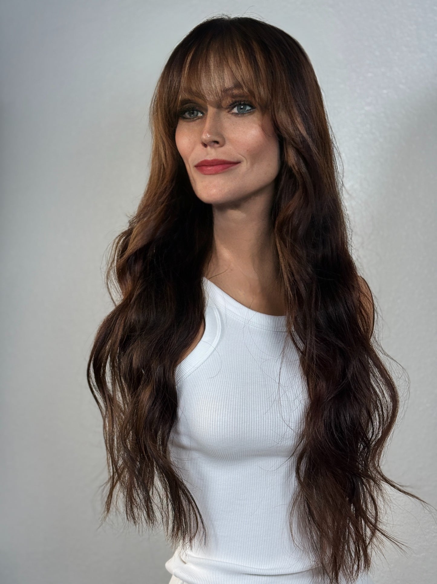 “TEDDI" HUMAN HAIR LACE TOP WIG 24” - CHOCOLATE BALAYAGE