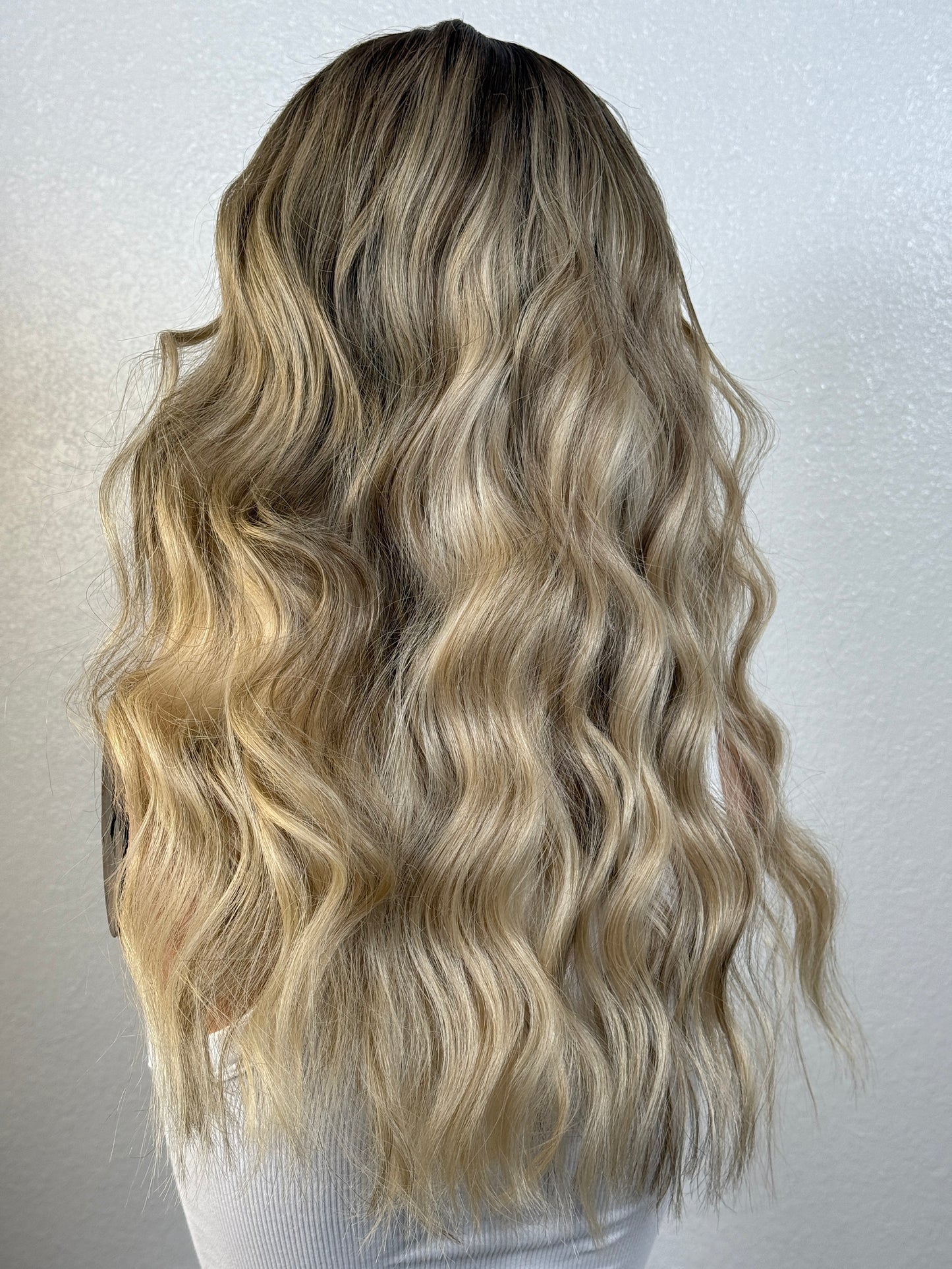 "JULES" HUMAN HAIR LACE TOP WIG 18" - BLONDE ROOT SMUDGE