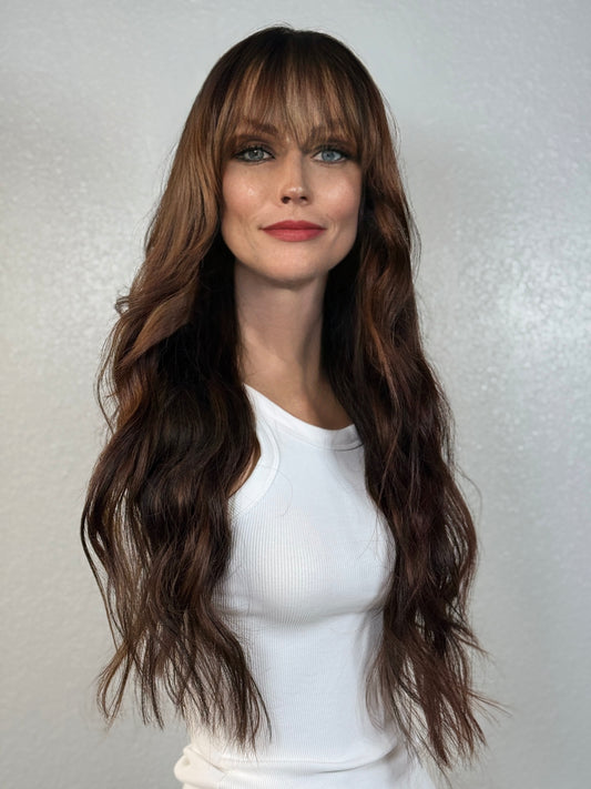 “TEDDI" HUMAN HAIR LACE TOP WIG 24” - CHOCOLATE BALAYAGE