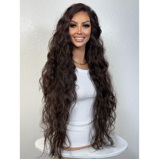 "KAYCE" MONOFILAMENT WIG 30" - DARK BROWN