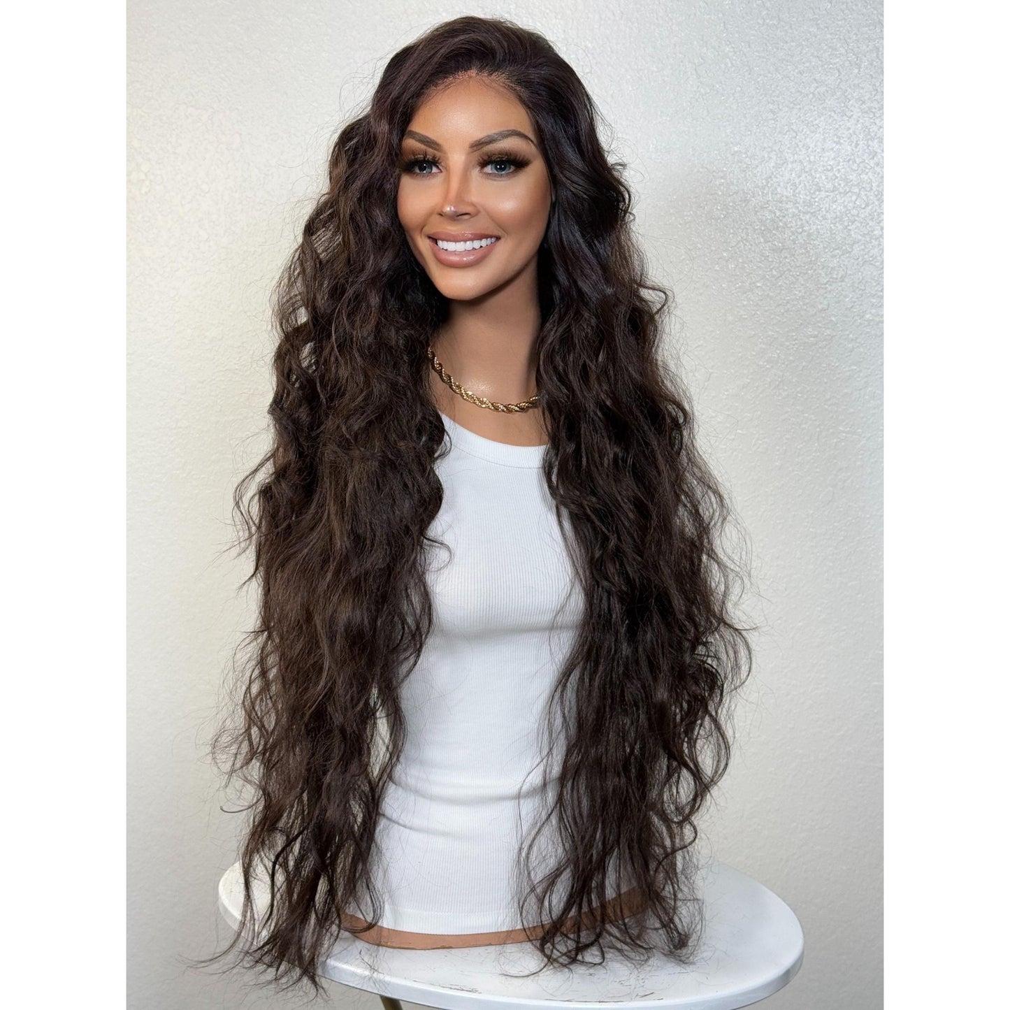 "KAYCE" MONOFILAMENT WIG 30" - DARK BROWN