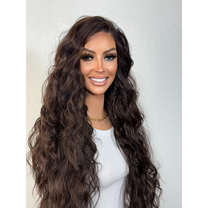 "KAYCE" MONOFILAMENT WIG 30" - DARK BROWN