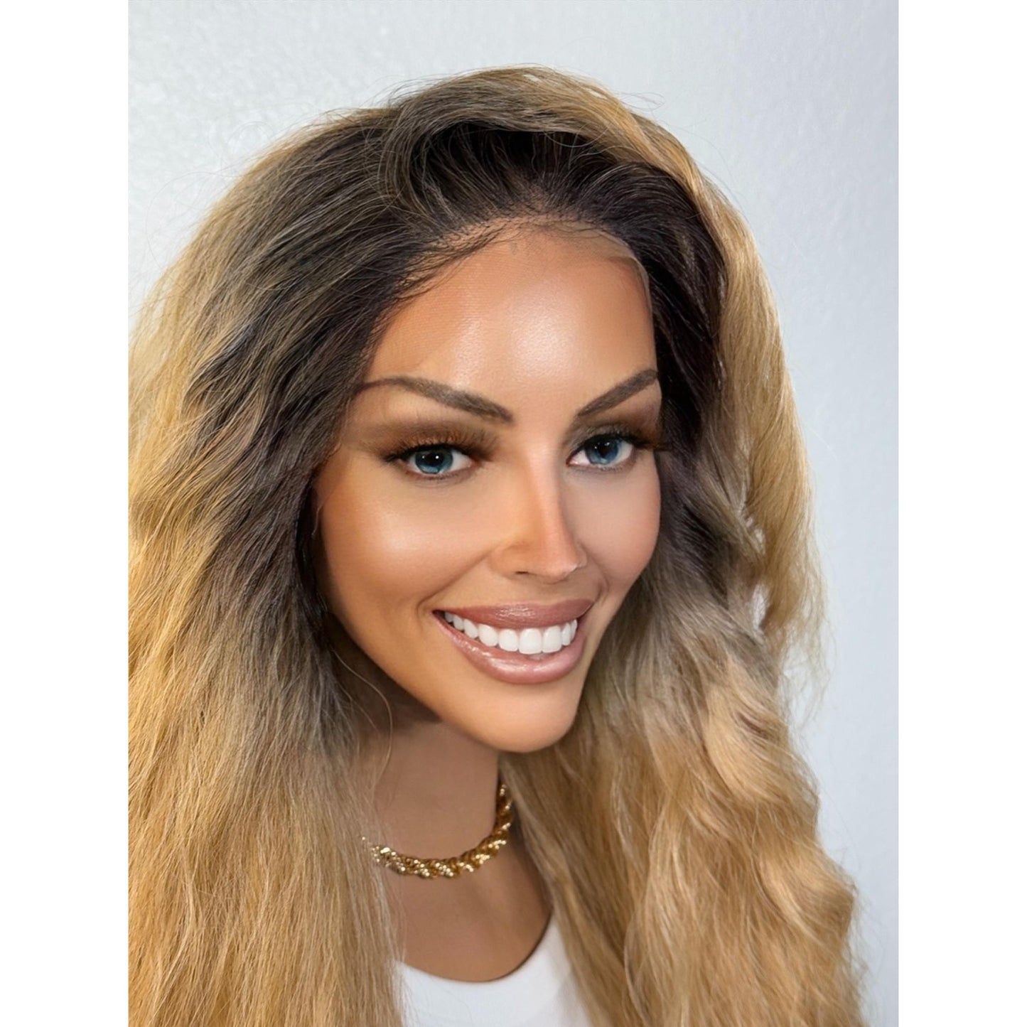 "CELYSE" MONOFILAMENT WIG 26" - ROOTY BLONDE