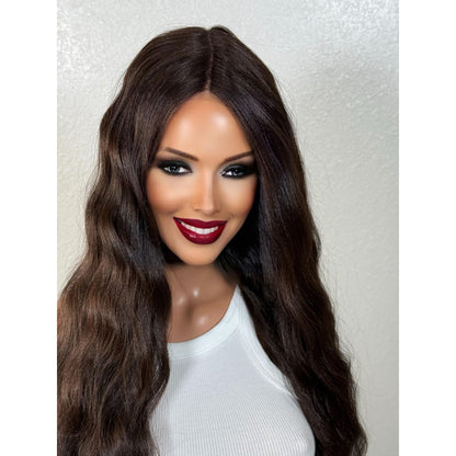 "JASMIN" LACE FRONT WIG 21" - DARK BROWN