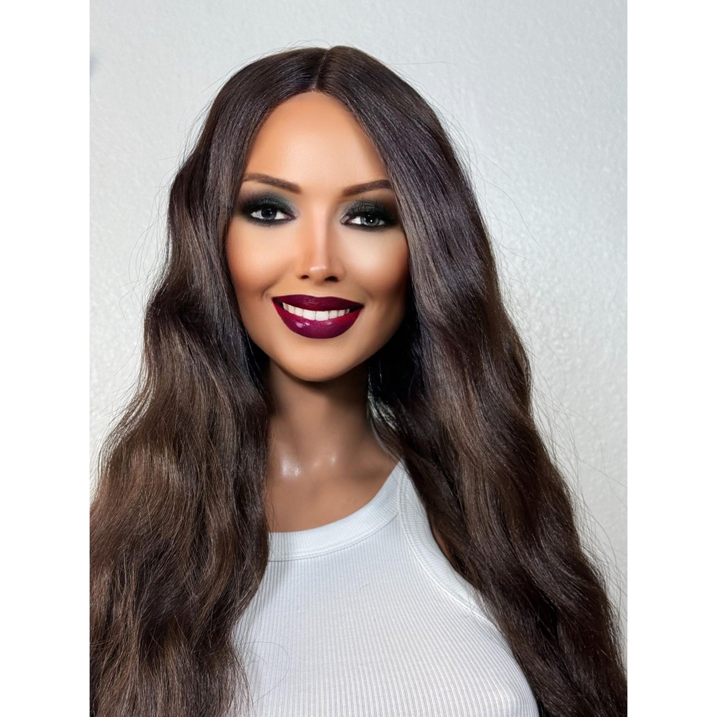 "JASMIN" LACE FRONT WIG 21" - DARK BROWN