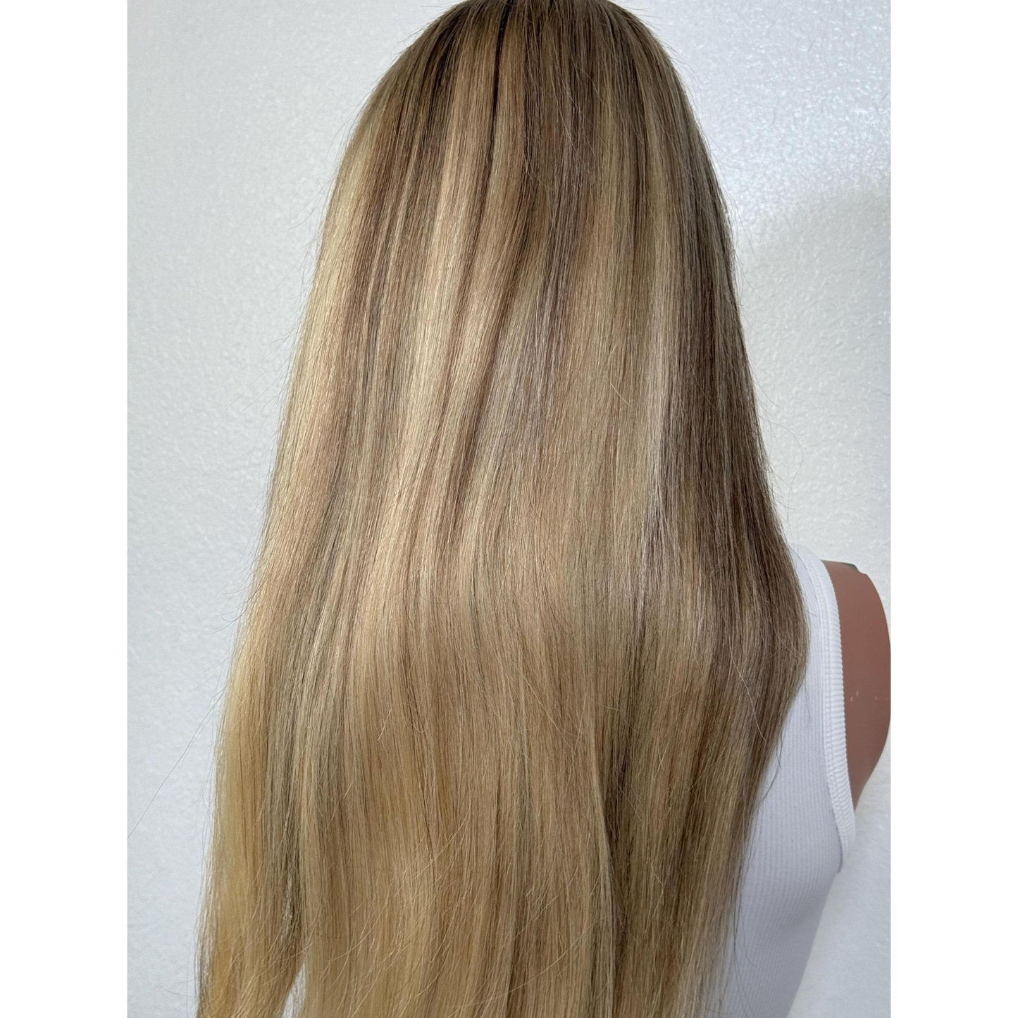 "KELLY" HUMAN HAIR LACE TOP WIG 22" - BLONDE ROOT SMUDGE