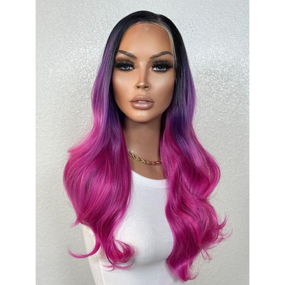 "TAFFY" MONOFILAMENT WIG 22" - PINK BALAYAGE