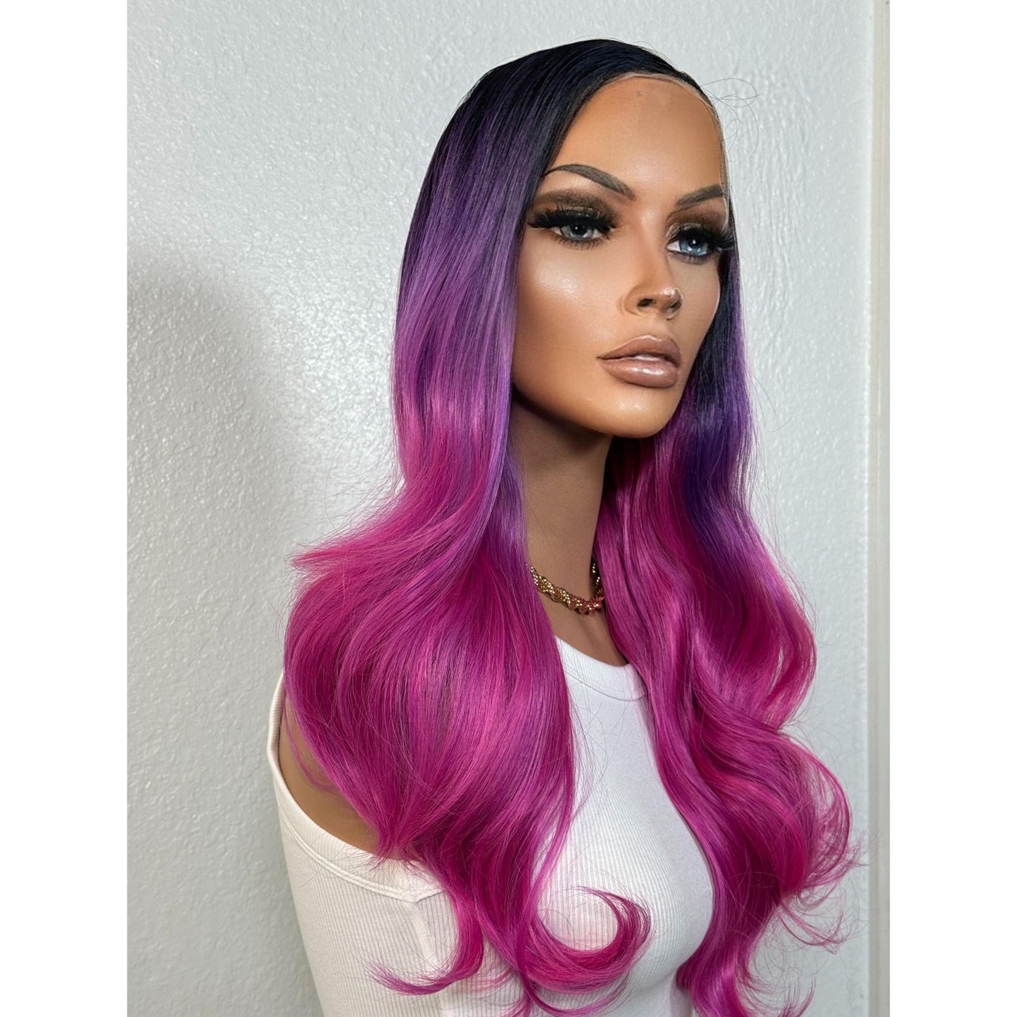 "TAFFY" MONOFILAMENT WIG 22" - PINK BALAYAGE