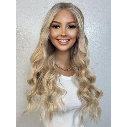 "ARIANA" HUMAN HAIR LACE TOP WIG 22" - LIGHT BLONDE MIX