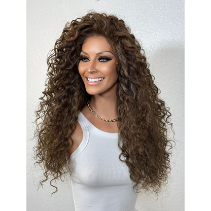 "ALEXIS" MONOFILAMENT WIG 24" - BROWN WHIMSICAL HIGHLIGHTS