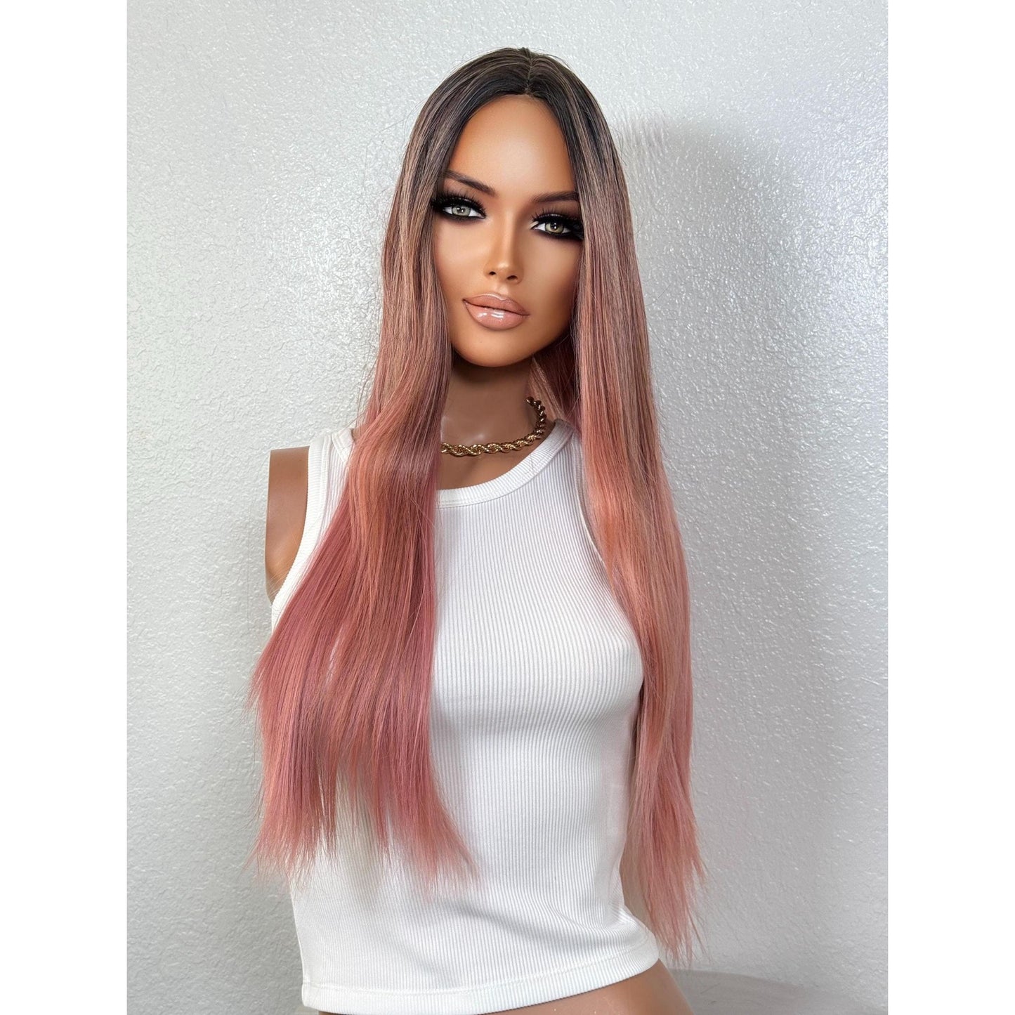 "PINK FLAMINGO" WIG 24" - ROOTY PINK