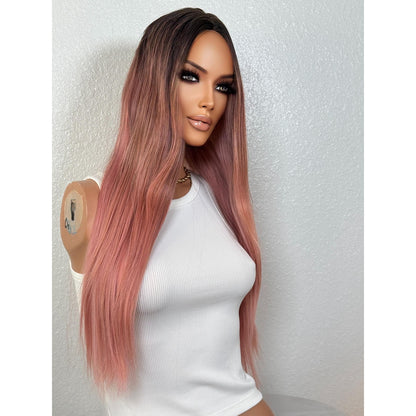 "PINK FLAMINGO" WIG 24" - ROOTY PINK