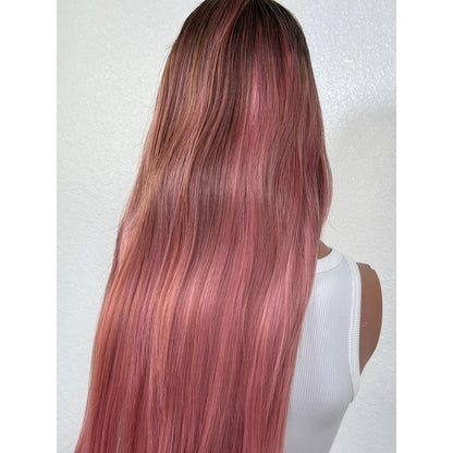 "PINK FLAMINGO" WIG 24" - ROOTY PINK