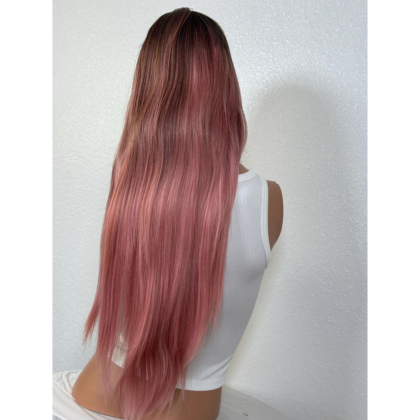 "PINK FLAMINGO" WIG 24" - ROOTY PINK