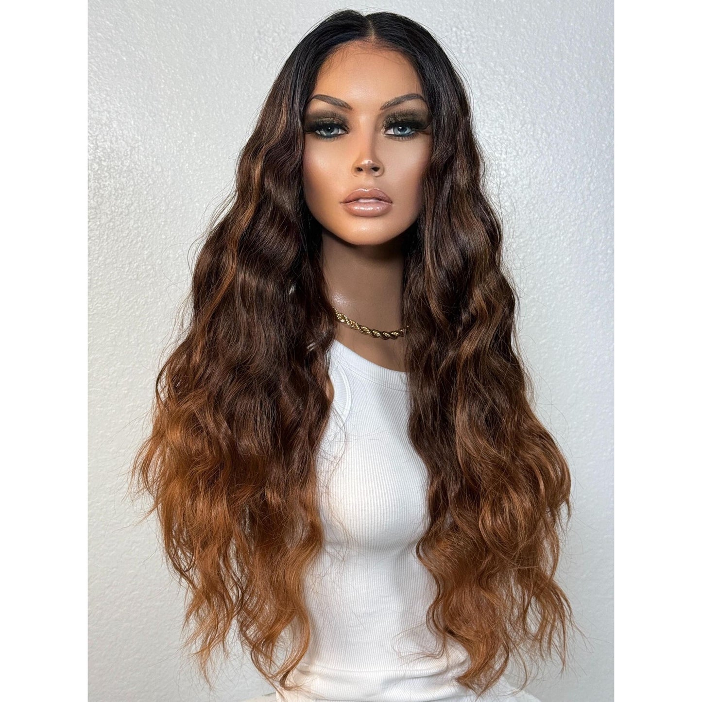 "TALLULAH" MONOFILAMENT WIG 26" - CHOCOLATE BROWN OMBRE