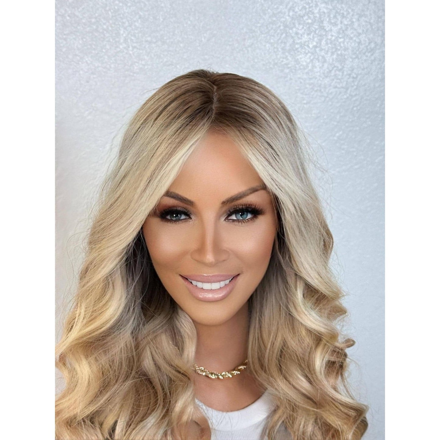"AVRIL" HUMAN HAIR LACE TOP WIG 22" - BLONDE BALAYAGE