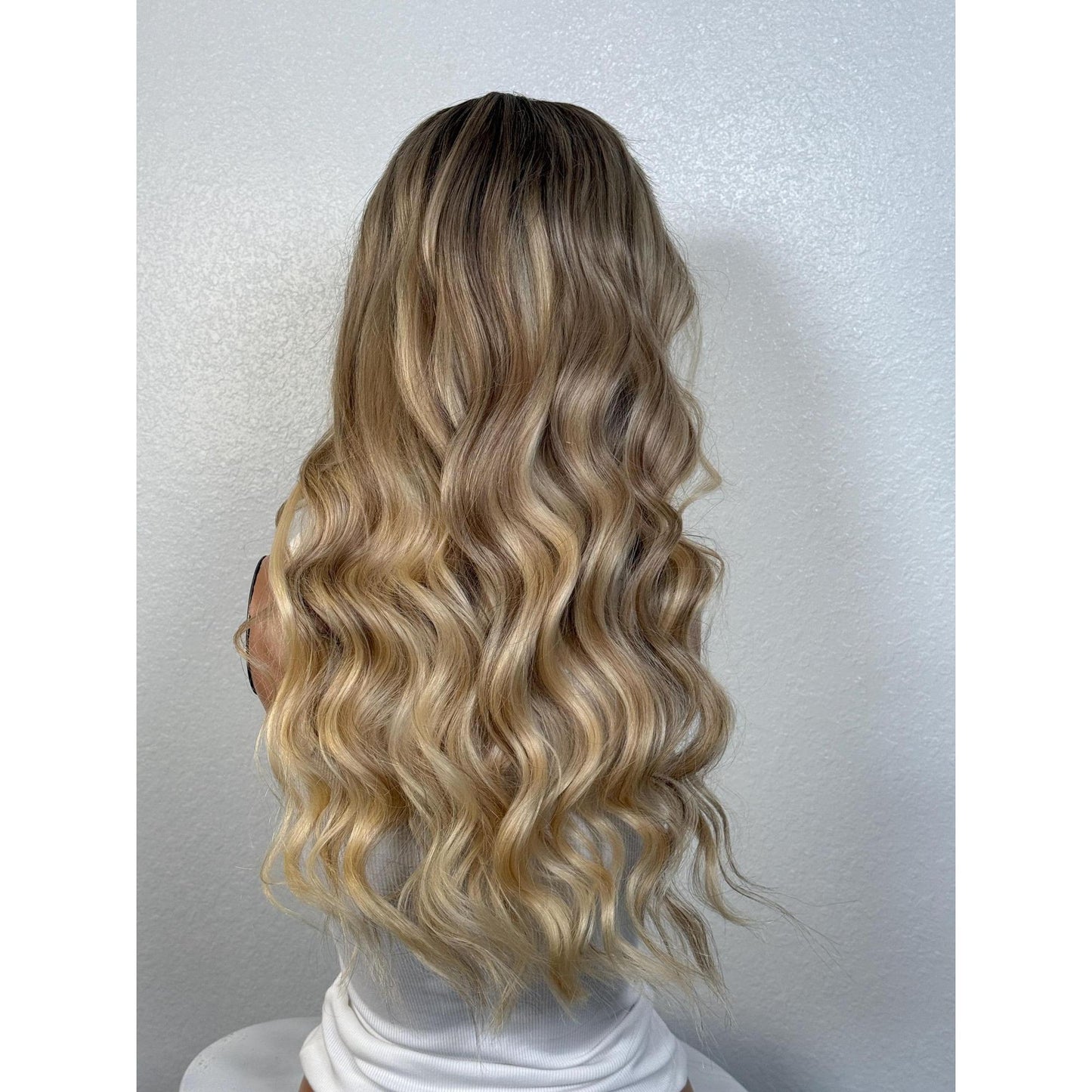 "AVRIL" HUMAN HAIR LACE TOP WIG 22" - BLONDE BALAYAGE