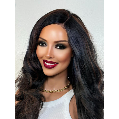 "ROSALEEN"  MONOFILAMENT WIG 22" - BLACK MIX