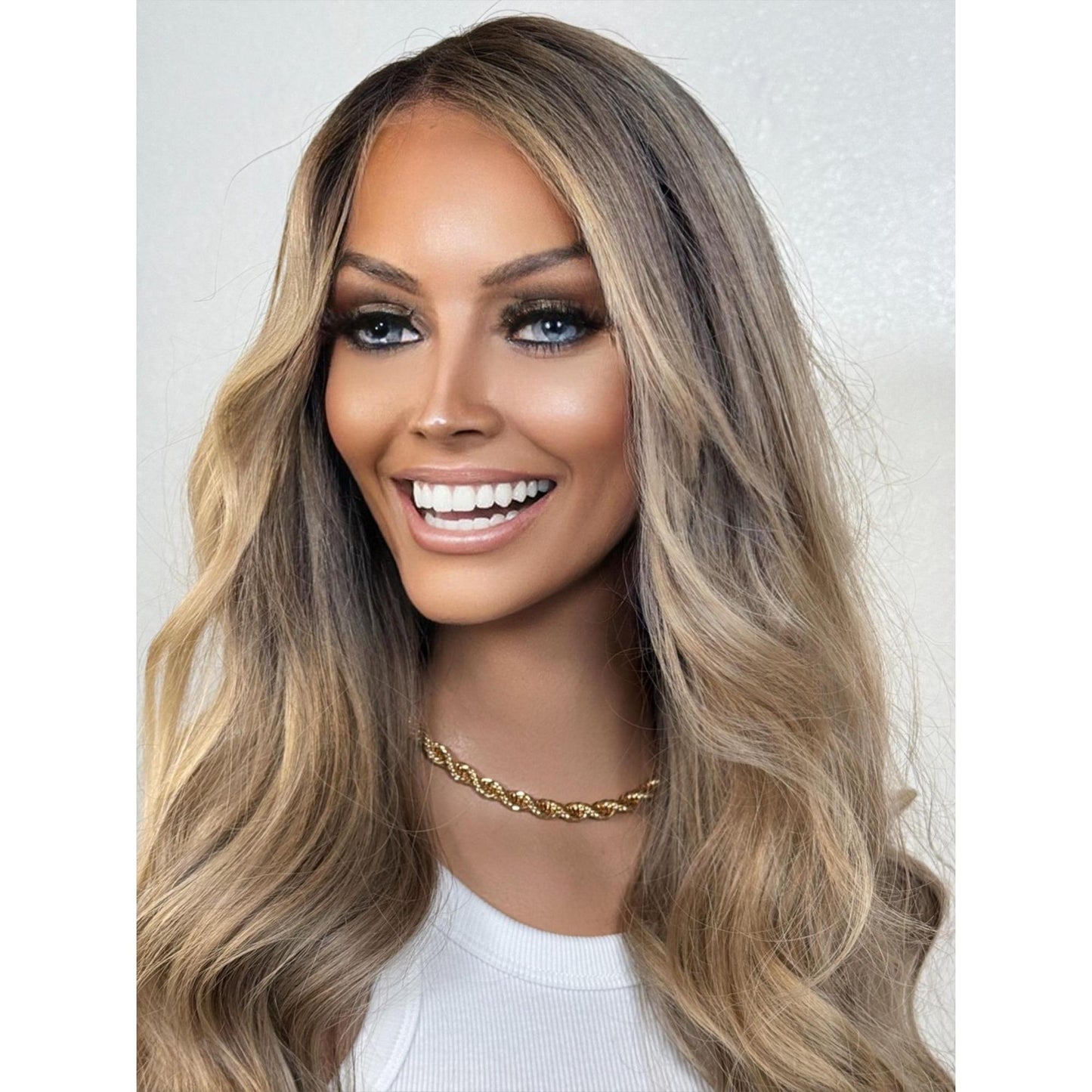 "CHARLI" HUMAN HAIR LACE TOP WIG 22" - BLONDE BALAYAGE