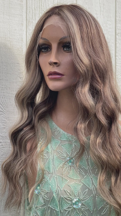 “KIT” 18” Lace Top Wig Blonde Beach Waves Balayage