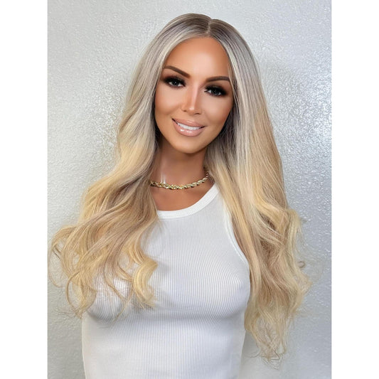 "NORAH" HUMAN HAIR LACE TOP WIG 20" - BLONDE OMBRE