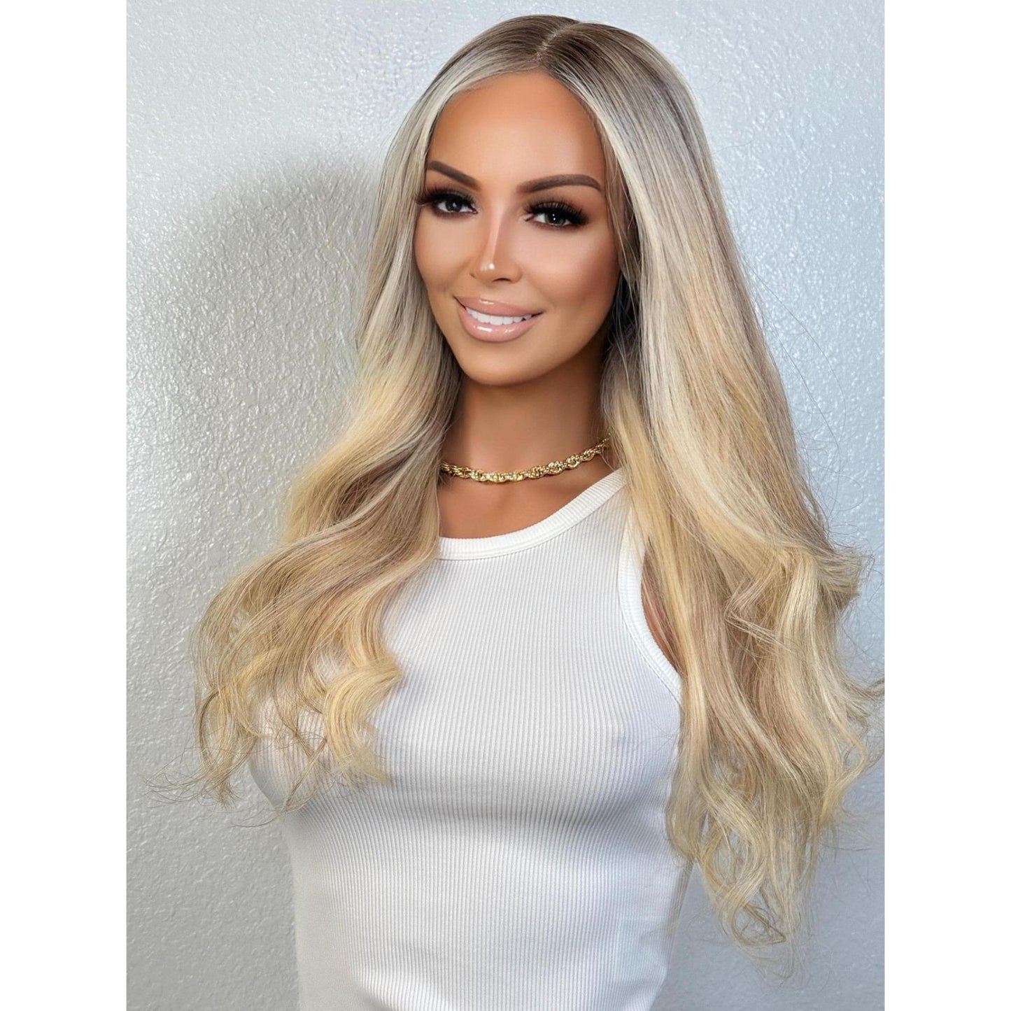 "NORAH" HUMAN HAIR LACE TOP WIG 20" - BLONDE OMBRE
