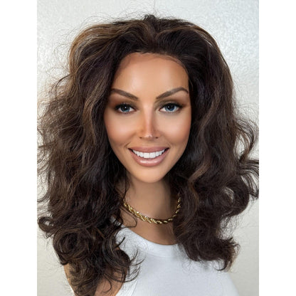 "ELIZA" MONOFILAMENT WIG 18" - BROWN MIX