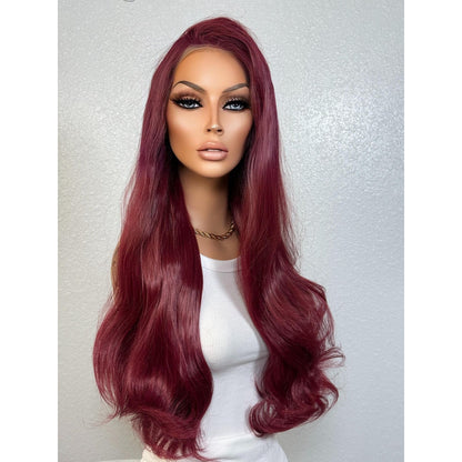 "GINELLA" MONOFILAMENT WIG 22" - RED PLUM