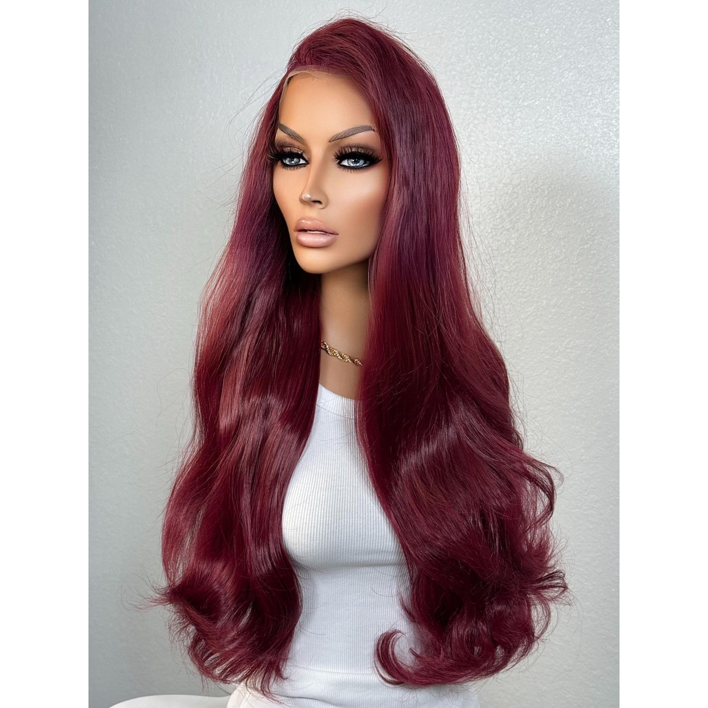 "GINELLA" MONOFILAMENT WIG 22" - RED PLUM