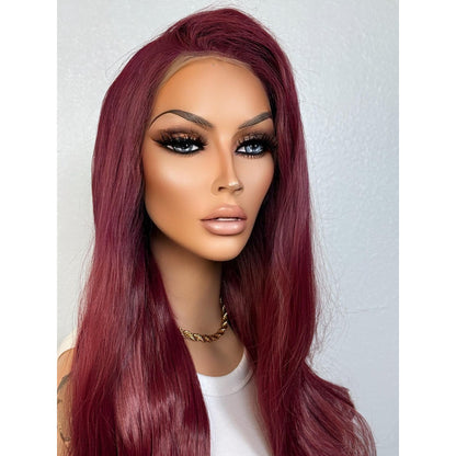 "GINELLA" MONOFILAMENT WIG 22" - RED PLUM