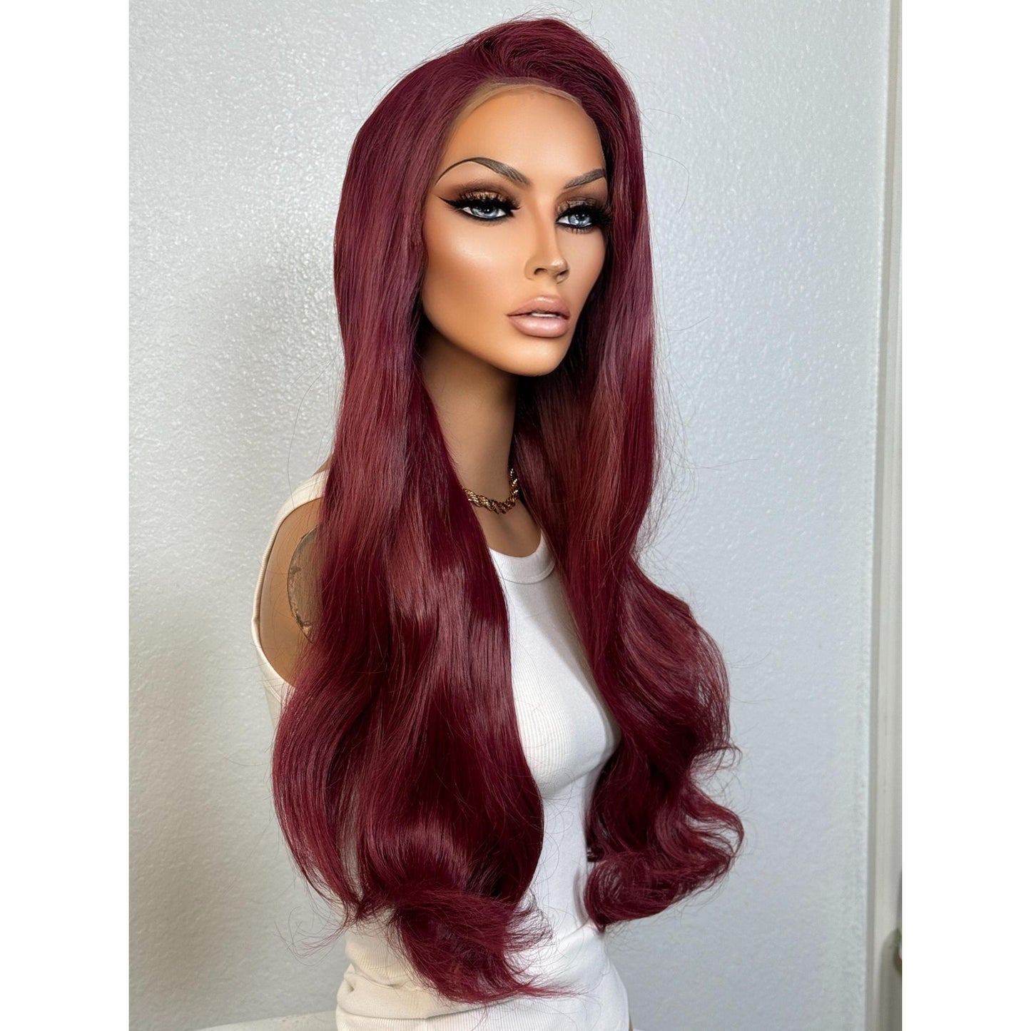 "GINELLA" MONOFILAMENT WIG 22" - RED PLUM