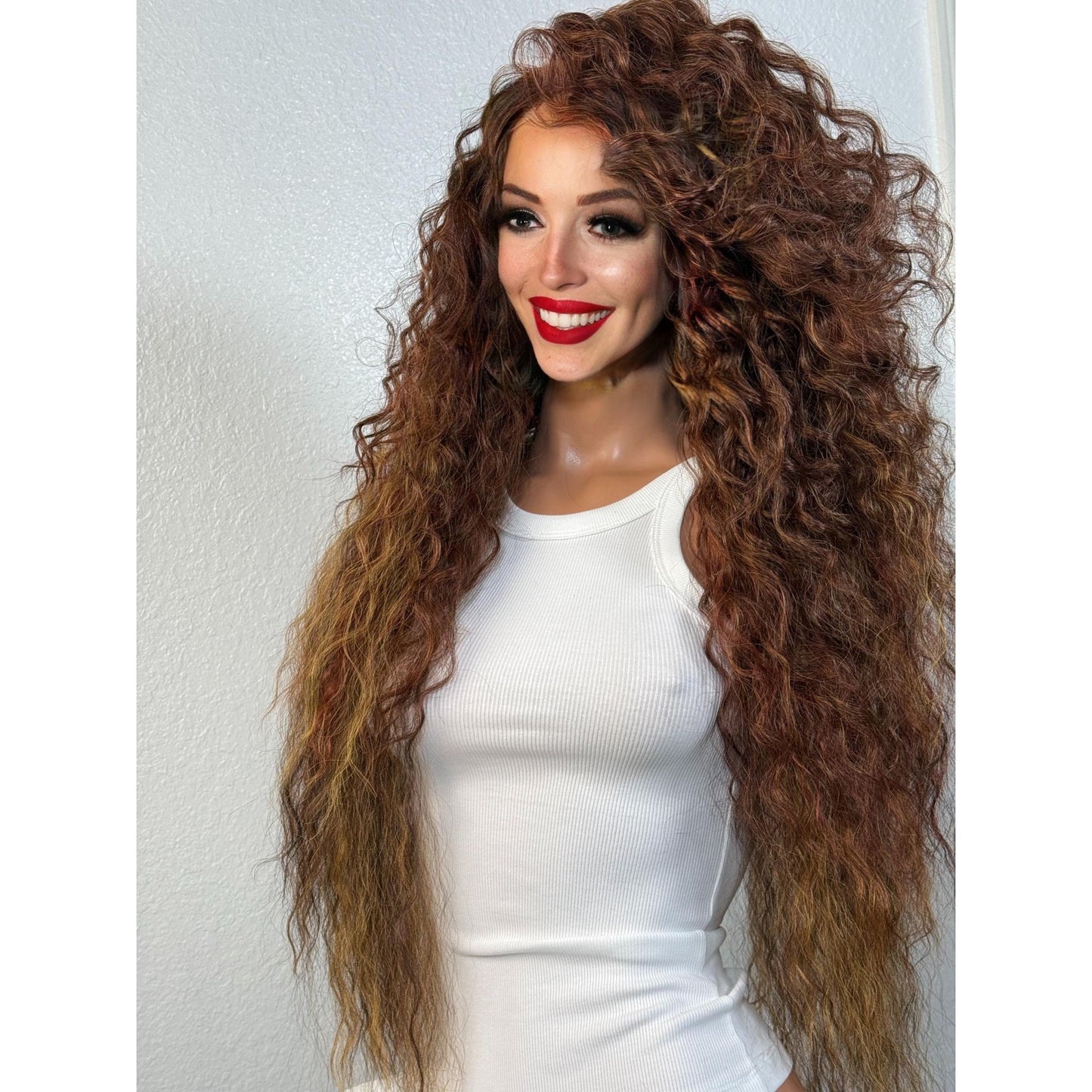 "DELILAH" MONOFILAMENT WIG 28" - AUBURN MIX